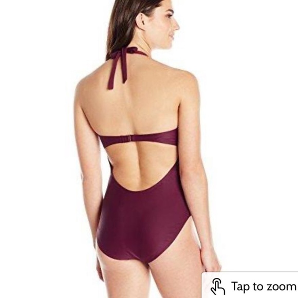 NEW NWT COASTAL BLUE Wrap Halter One Piece Swimsuit MEDIUM - Picture 2 of 9